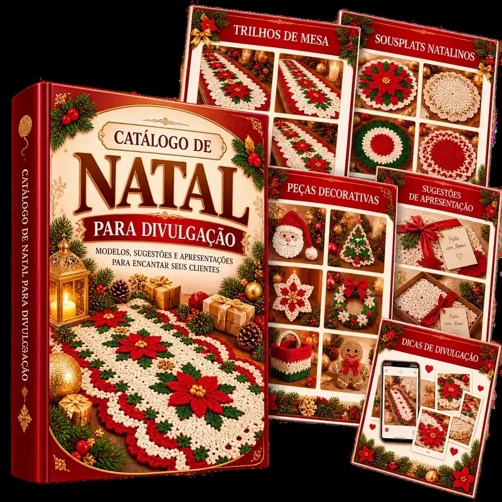 Catálogo de Natal para Divulgação com modelos de crochê