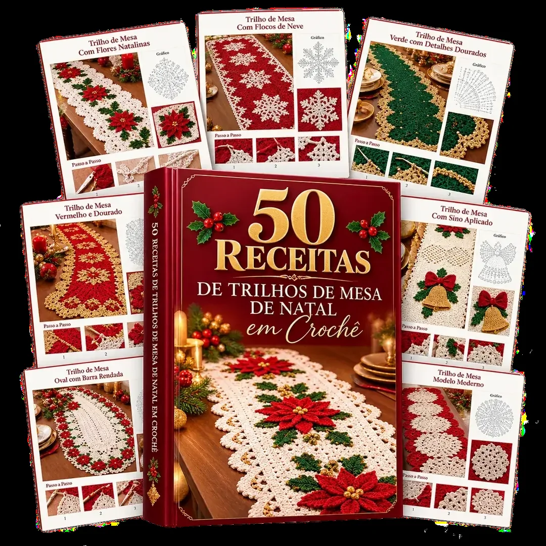 Mockup do produto 50 Receitas de Trilhos de Mesa Natalinos